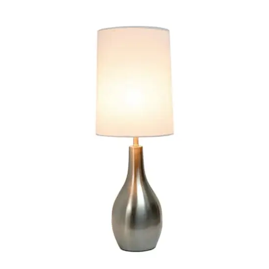 Simple Designs 19.5" Tear Drop Table Lamp with Fabric Drum Shade Brushed Nickel {3}