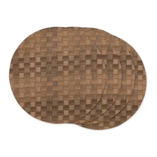 DII&reg; Reversible Round Basket Weave Woven Placemats, 4ct. Leather Brown {1}