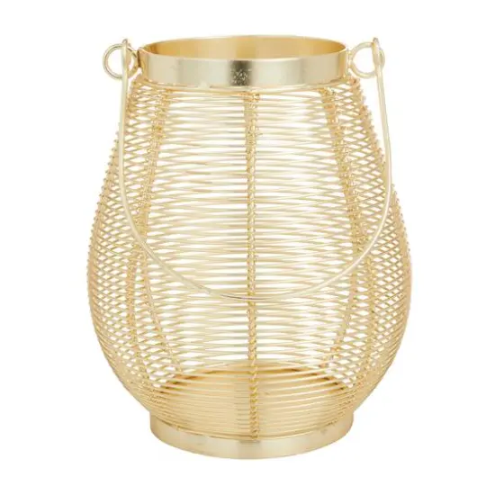 Gold Iron Glam Lantern, 9" x 7" x 7" {8}
