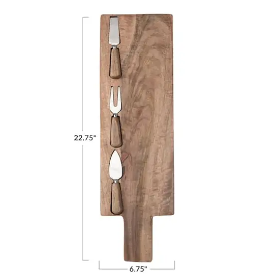 Hello Honey&reg; Natural Wood Charcuterie Board with Inlay Stainless Steel Cheese Serving Utensils {1}