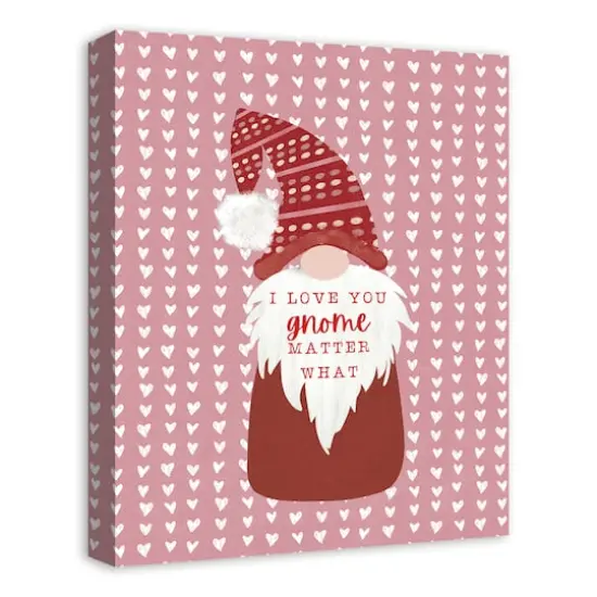Cute Gnome On Hearts Canvas Wall Art {3}