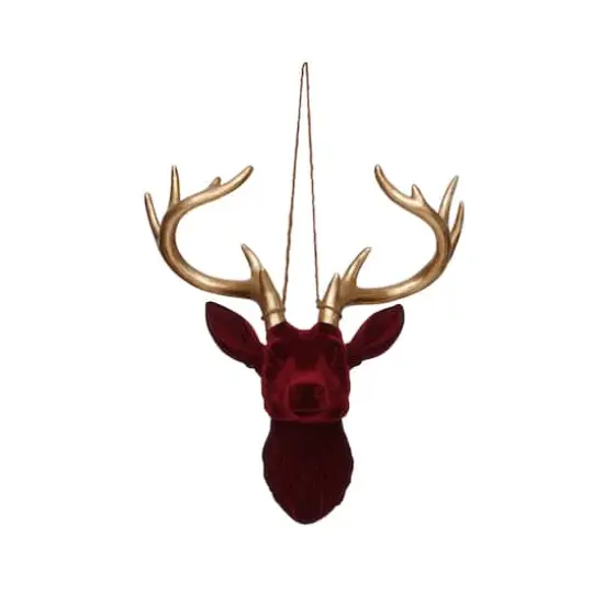 11.5" Burgundy & Gold Flocked Reindeer Wall Décor by Ashland® {1}