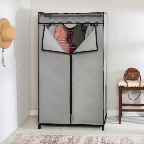 Honey Can Do 36" Gray Double Door Portable Wardrobe Closet {3}