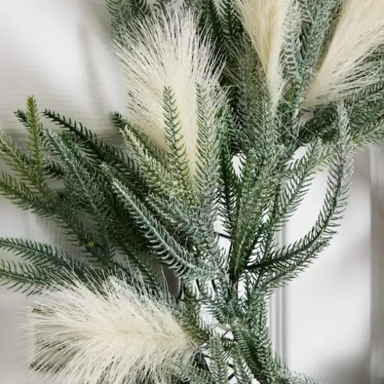 24in. Artificial Balsam Fir Pine and Pampas Wreath with 50 Color Changing LED Lights {5}