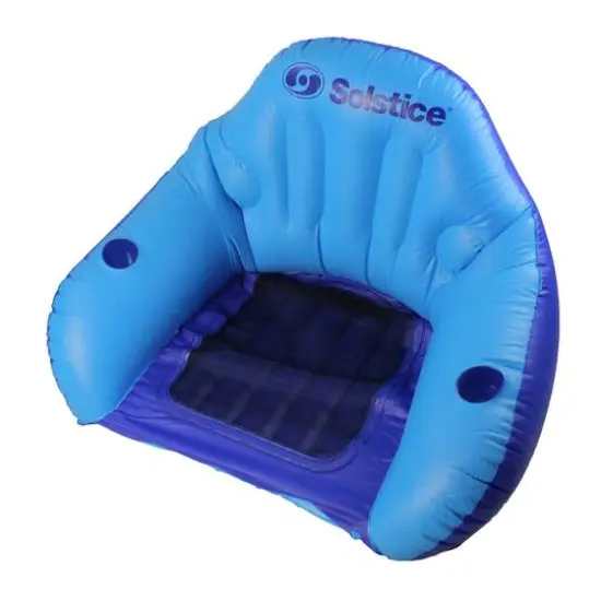 Solstice 67" Blue Inflatable Convertible Floating Pool Lounger with Mesh Seat {7}