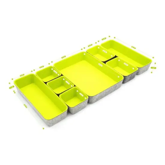 Welaxy Felt 8 Piece Drawer Organizer Tray Set Green {9}