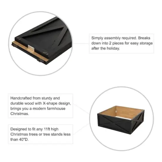 Glitzhome&reg; 32" Black Wooden Tree Collar {6}