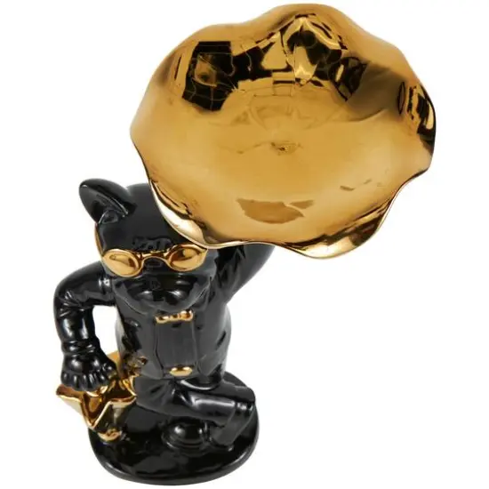 13.25" Black Ceramic Bulldog with Golden Accents Sculpture D&eacute;cor {5}