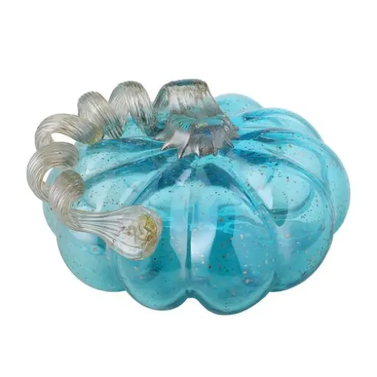 Glitzhome&reg; Short Glass Pumpkin, Blue {8}