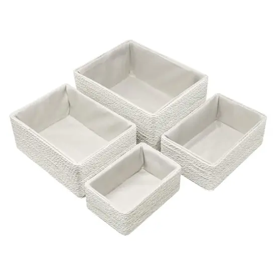 Sorbus 4-Piece Woven Rope Basket Set Beige {1}