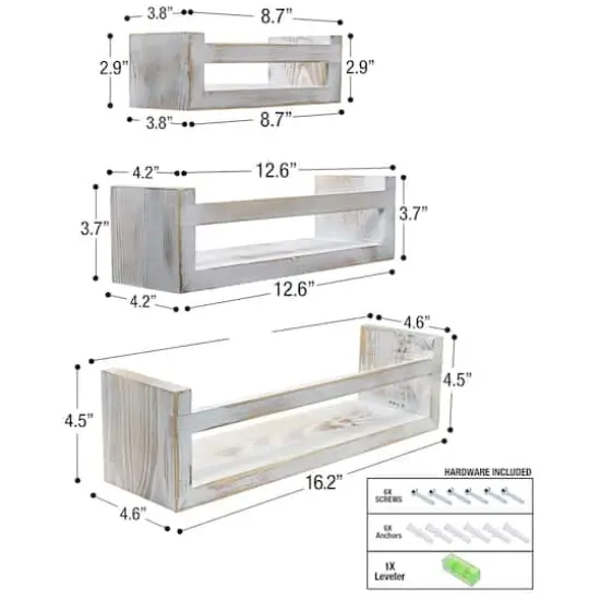 Sorbus Rustic Floating Shelves Set Gray {5}