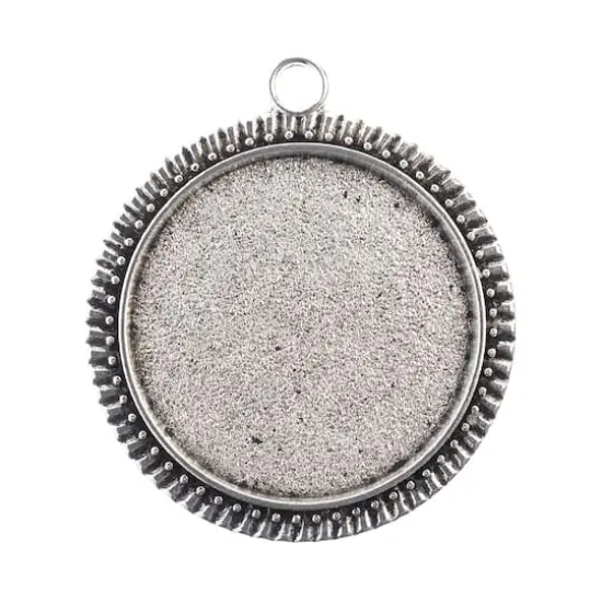 John Bead 32mm Antique Silver Round Pendant Frames, 3ct. {1}