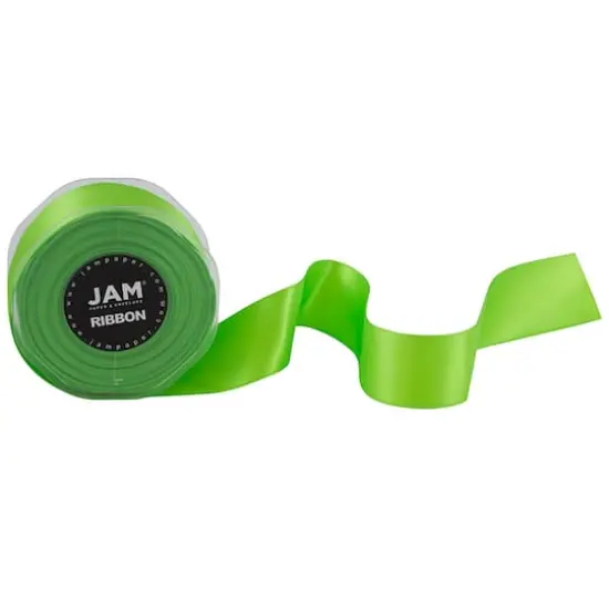 JAM Paper 1.5" x 25yd. Double Faced Satin Ribbon Lime Green {5}