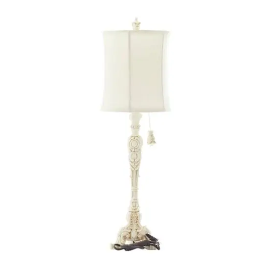 White Polystone Coastal Buffet Lamp 7" x 7" x 31" {9}