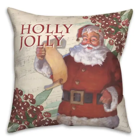 Holly Jolly Santa 18x18 Throw Pillow {1}