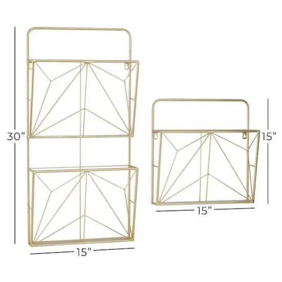 Gold Metal Rustic Wall Shelf Set {7}