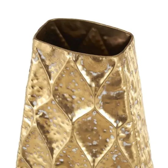 33.5" Gold Metal Textured Concaved Teardrop Vase with Spotted Gray Accents {5}