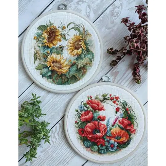 Luca-S Composition with Poppies Counted Cross Stitch Kit with Display Hoop {24}