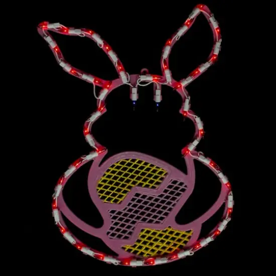 16.5" Lighted Pink Bunny with Easter Egg Window Silhouette Decoration {3}