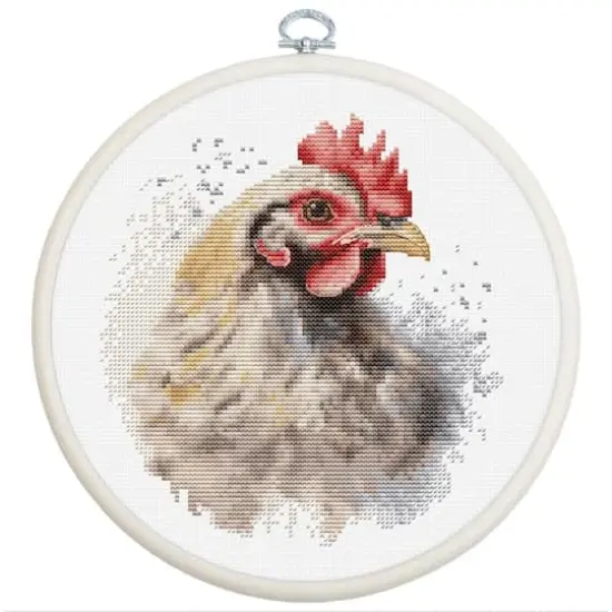 Luca-S The Chicken Counted Cross Stitch Kit with Display Hoop {1}