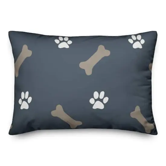 Bones & Paws Indoor/Outdoor Lumbar Throw Pillow Blue {1}
