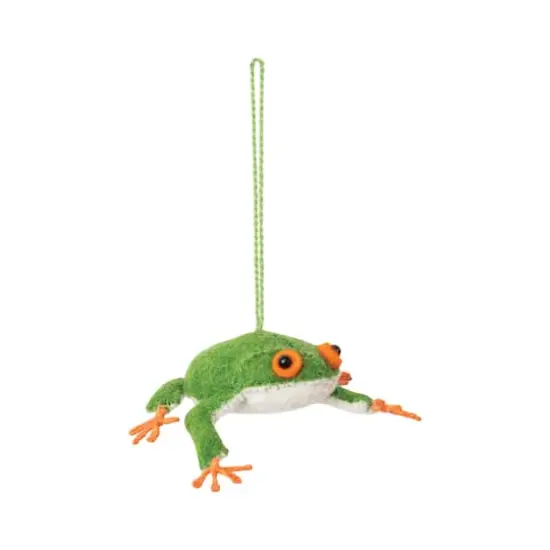 Hello Honey&reg; 4" Green Frog Wool Felt Ornament {1}