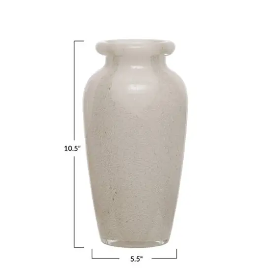 Hello Honey&reg; 10.5" White & Gray Round Art Glass Vase {4}