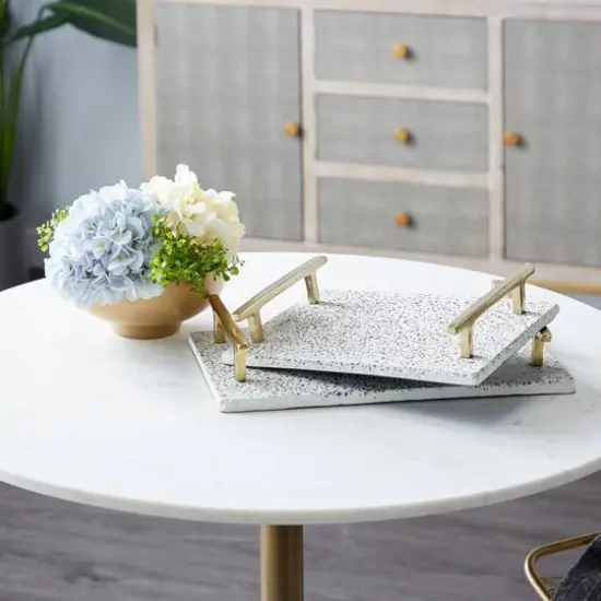 White Ceramic Contemporary Tray Set {7}