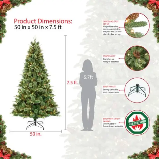 7.5ft. Pre-Lit Montana Pine Artificial Christmas Tree, Clear Lights {6}