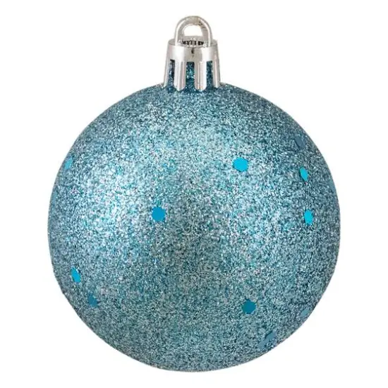 60ct Shatterproof Turquoise Blue 4-Finish Ball Ornaments {7}