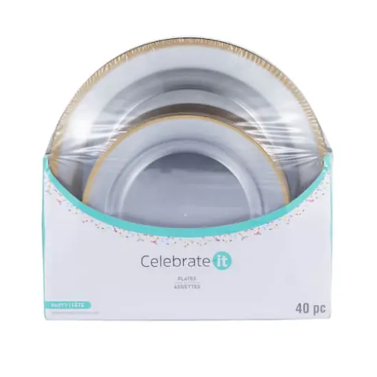 Clear & Gold 40 Piece Dinner & Lunch Plate Set by Celebrate It&trade; {5}