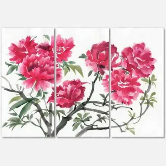 Designart - Vintage Purple Azalea Flower - Traditional Canvas Wall Art Print {4}