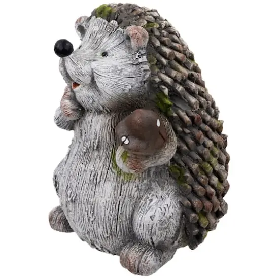 8.5" Hedgehog with Mushroom Outdoor Garden Statue {5}