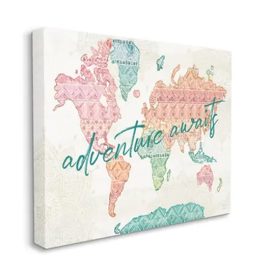 Stupell Industries Adventure Awaits World Map Canvas Wall Art {1}