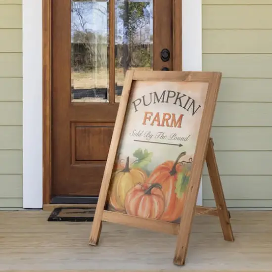 24" GlitzHome&reg; Pumpkin Farm Wooden Porch Sign {3}
