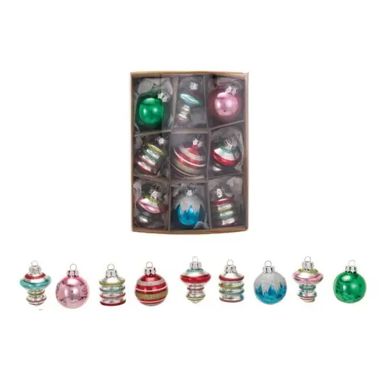 Hello Honey® Glitter & Stripes 9 Piece Hand-Painted Glass Ornament Set {1}
