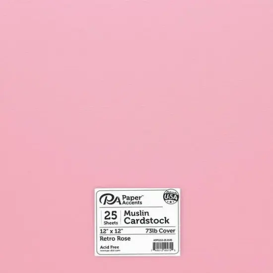 PA Paper™ Accents 12" x 12" Muslin 73lb. Cardstock, 25 Sheets Retro Rose {1}