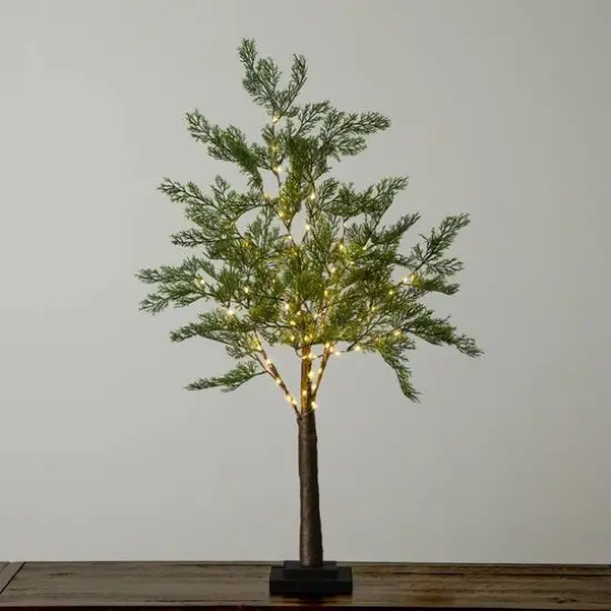 3ft. Pre-Lit Artificial Cypress Tree with Warm White LED Lights {8}
