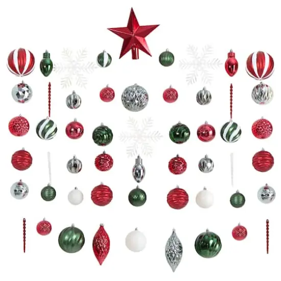 100ct. Holiday Deluxe Shatterproof Christmas Tree Ornament Box Set {1}