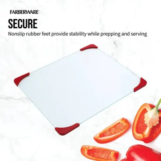 Farberware Red & White 15" Non-Slip Glass Board {5}