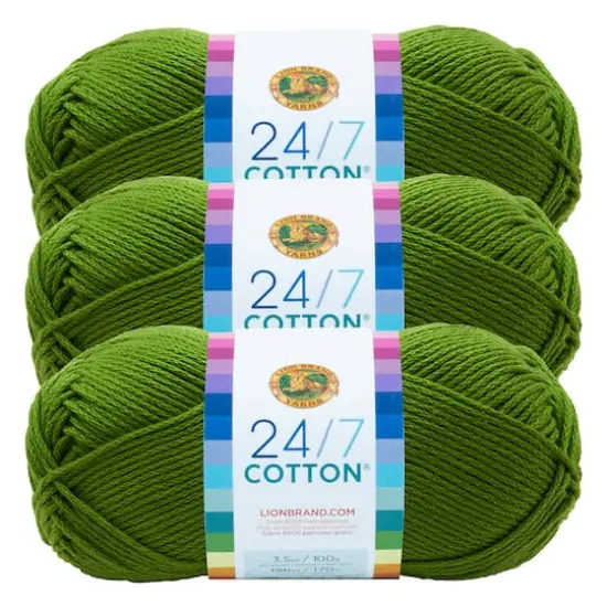 3 Pack Lion Brand&reg; 24/7 Cotton&reg; Yarn Grass {1}