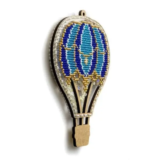Wonderland Crafts Blue Hot Air Balloon Christmas Ornament Bead Embroidery Kit {4}