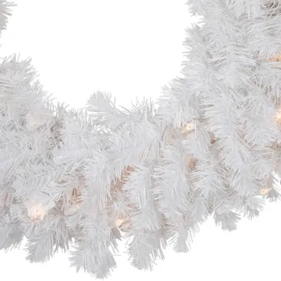 24" Pre-Lit White Artificial Christmas Pine Wreath {4}