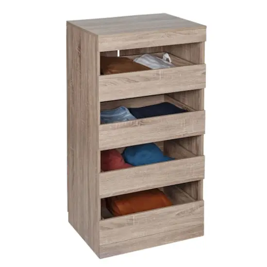 Honey Can Do Brown Tall & Narrow Stackable Storage Drawers with Wood Finish {1}
