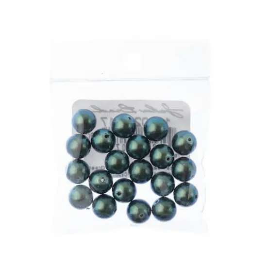 Preciosa Maxima 8mm Pearlescent Glass Nacre Pearls, 20ct. Peacock Green {3}
