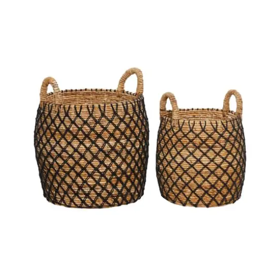 Brown Banana Leaf Coastal Storage Basket Set {1}