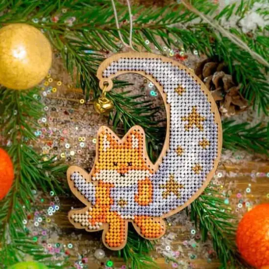 Wonderland Crafts Fox & Moon Bead Embroidery on Wood Kit {3}