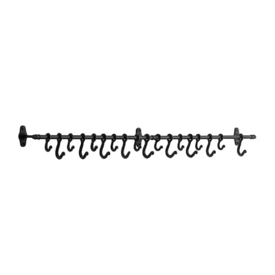 Hello Honey® 4ft. Decorative Forged Metal Wall Rod with 18 Hooks {3}