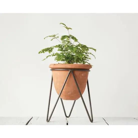 Hello Honey&reg; 8.5" Terra Cotta Pot With Metal Stand Set {3}