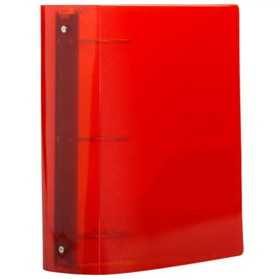 JAM Paper 3" Glass Twill Plastic 3-Ring Binder Red {4}